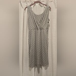 Garnet Hill Gray and White Polka Dot Midi Dress
